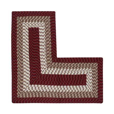 better trends 24 x 72  l-shape rug 100% polypropylene durable & stain resistant reversible indoor area utility rug (burgundy stripe) alpine stripe collection