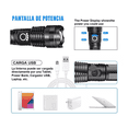 thumbnail image 2 of Lámpara Táctica 30000 Lm Led Xhp50 Usb Recargable NEGRA, 2 of 5