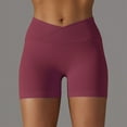 thumbnail image 2 of YDKZYMD Sports Shorts for Women Scrunch Butt Lifting Crossover V Cross Ribbed Leggings Running High Waist Yoga Compression Sport Shorts Seamless Booty Stretchy Biker Short Wine XL, 2 of 6