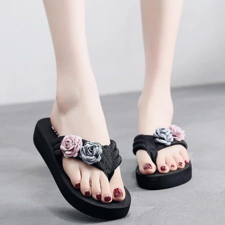 

Summer Women Sandals Non-Slip Flip Flops Sandals Flat Beach Slippers Shoes Purple 6.5