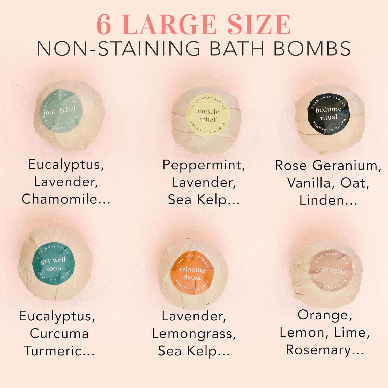 Bath Bombs Gift Set; Organic and Natural Large and Luxurious Vegan Fizzies, Lush Fragrant Essential Oils, Surprise Gift for Men, Women and Kids; Best Relaxing Epsom Salt Luxury Spa Soak (6 Pack Kit)