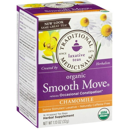 TRADITIONAL MEDICINALS Smooth Move organique Camomille supplément à base de plantes thé, 16 nombre, 1,13 oz (Pack de 3)