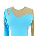 thumbnail image 3 of LIUHUO Custom Long sleeved Figure Skating Dress Girls Ladies Blue Spandex with Diamond Decor Leaf Pattern, 3 of 7
