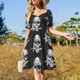 thumbnail image 4 of Vestido de manga corta con gorro de calavera, tendencia de ropa de mujer, vestidos de noche, vestidos de noche para mujer, vestido de lujo para niñas, 4 of 7