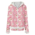 thumbnail image 6 of zaveiop Christmas Full Zip Jackets for Women Furry Fur Trim Santa Hoodies Long Sleeve Graphic Xmas Pullover Candy Cane Print Holiday Winter Sweatshirt with Pocket (Pink, XXL), 6 of 8