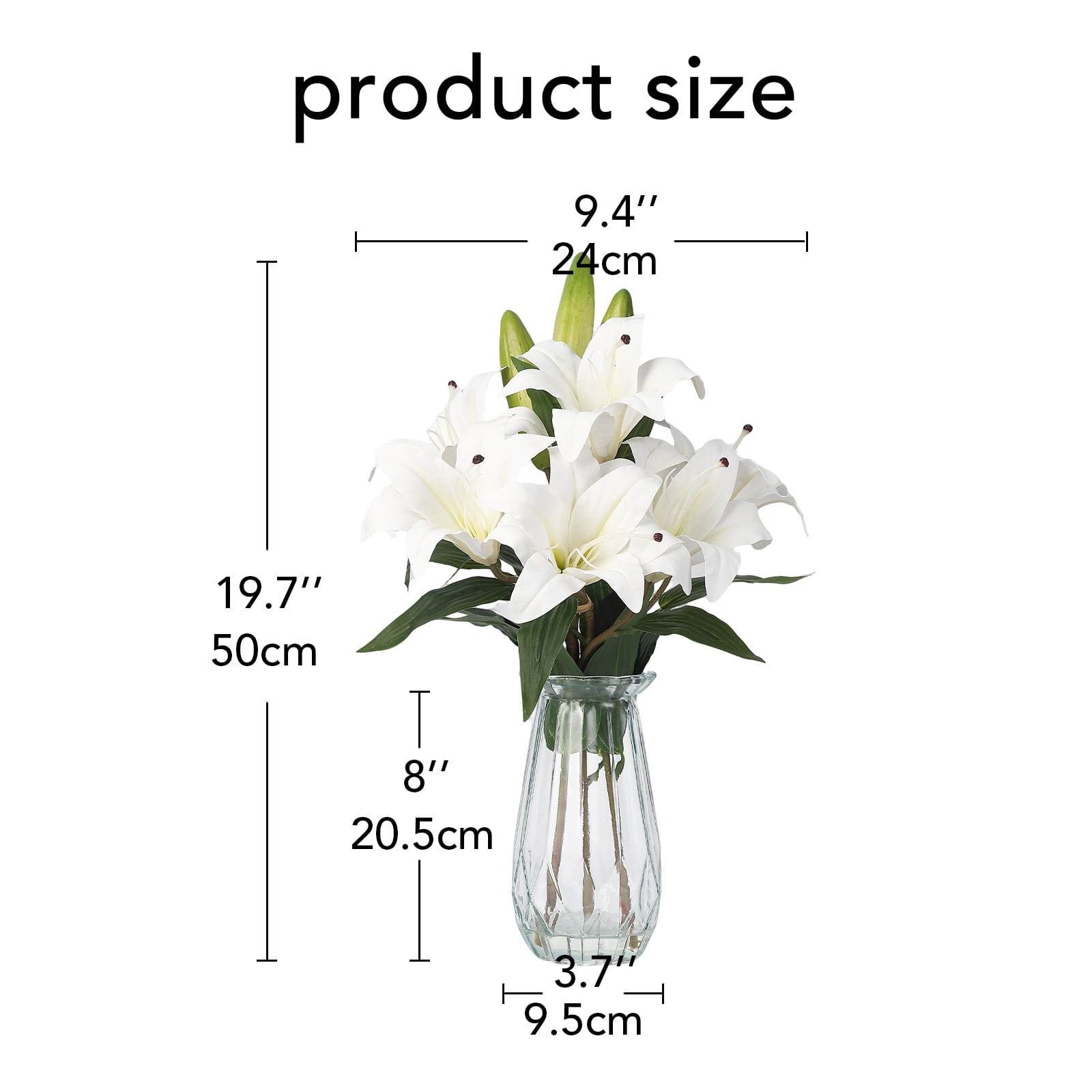 6 Pcs Artificial Tiger Lily Real Touch Easter Lily Fake Spring Flowers with Vase, for Indoor Outdoor Home Decor, Wedding Centerpieces, Cemetery Memorial Flowers