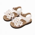 thumbnail image 3 of kpoplk Girls Sandals Open Toe Strappy Summer Shoes Summer Flower Casual Sandals(Beige,8.5), 3 of 9