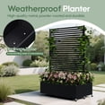 thumbnail image 4 of AwayHome 73"Hx 47"Wx 30"D Double Metal Planter Box with Trellis,Black Galvanized Metal Modern Outdoor Privacy Planter with and Wheels, 4 of 7
