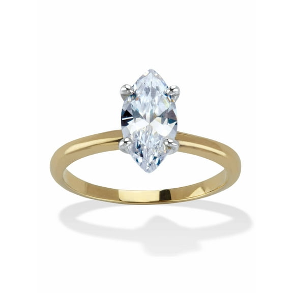 PalmBeach Jewelry 2 TCW Marquise Cubic Zirconia 18k Yellow Gold-Plated or Silvertone Solitaire Engagement Ring