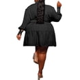 thumbnail image 3 of FASHIONWT Women Plus Size Belted Included Long Sleeve Babydoll Shirt Dress, 3 of 4