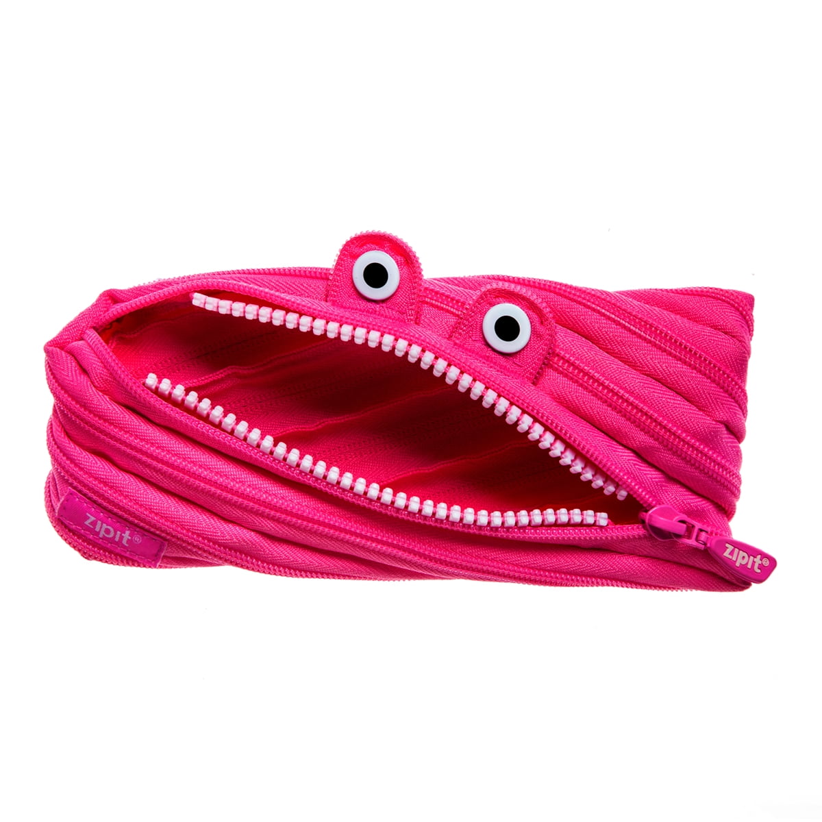 ZIPIT Monster Pencil Case for Kids, Holds up to 30 Pens, Machine Washable, Made of One Long Zipper! (Pink)