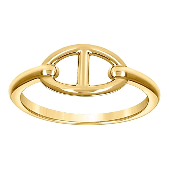 10k Yellow Gold Unisex Mariner Link Ocean Life Ring 7.4x1.5mm Wide Ring for Women - 1.7 Grams