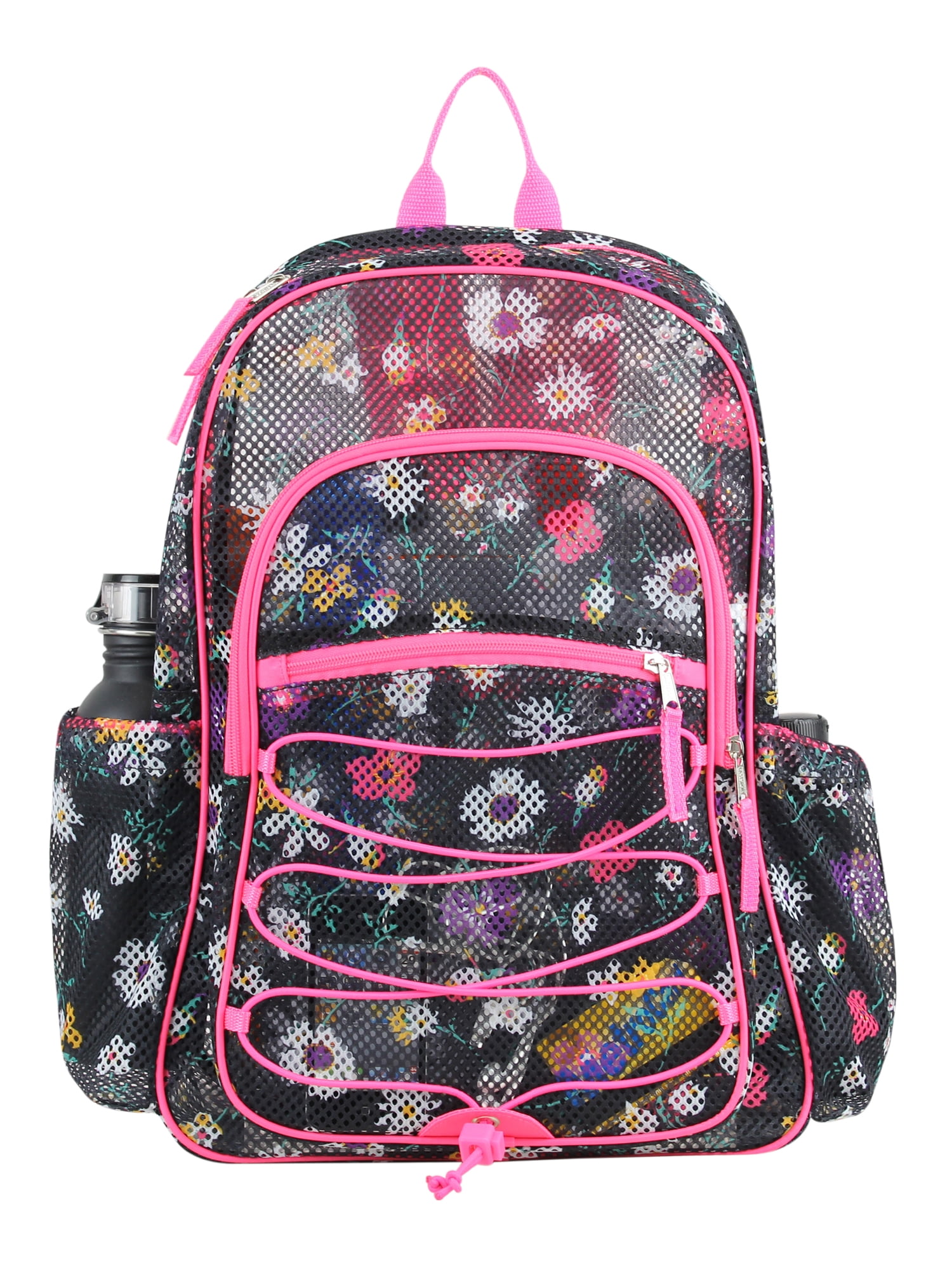 Eastsport Unisex Large Mesh Backpack with Bungee, Ditsy Floral Bird