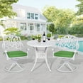 thumbnail image 2 of MEETWARM 3-Piece Outdoor Patio Dining Set, All-Weather Cast Aluminum Patio Conversation Set for Backyard Garden Deck with 2 Cushions Swivel Rocker Chairs and 31" Round Table, 2" Umbrella Hole, White, 2 of 7