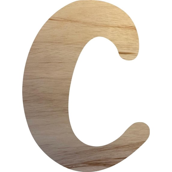 Wood Letter C Craft Shape, Unfinished 16'' Tall Small Kids Wooden Letter, Brownie Font