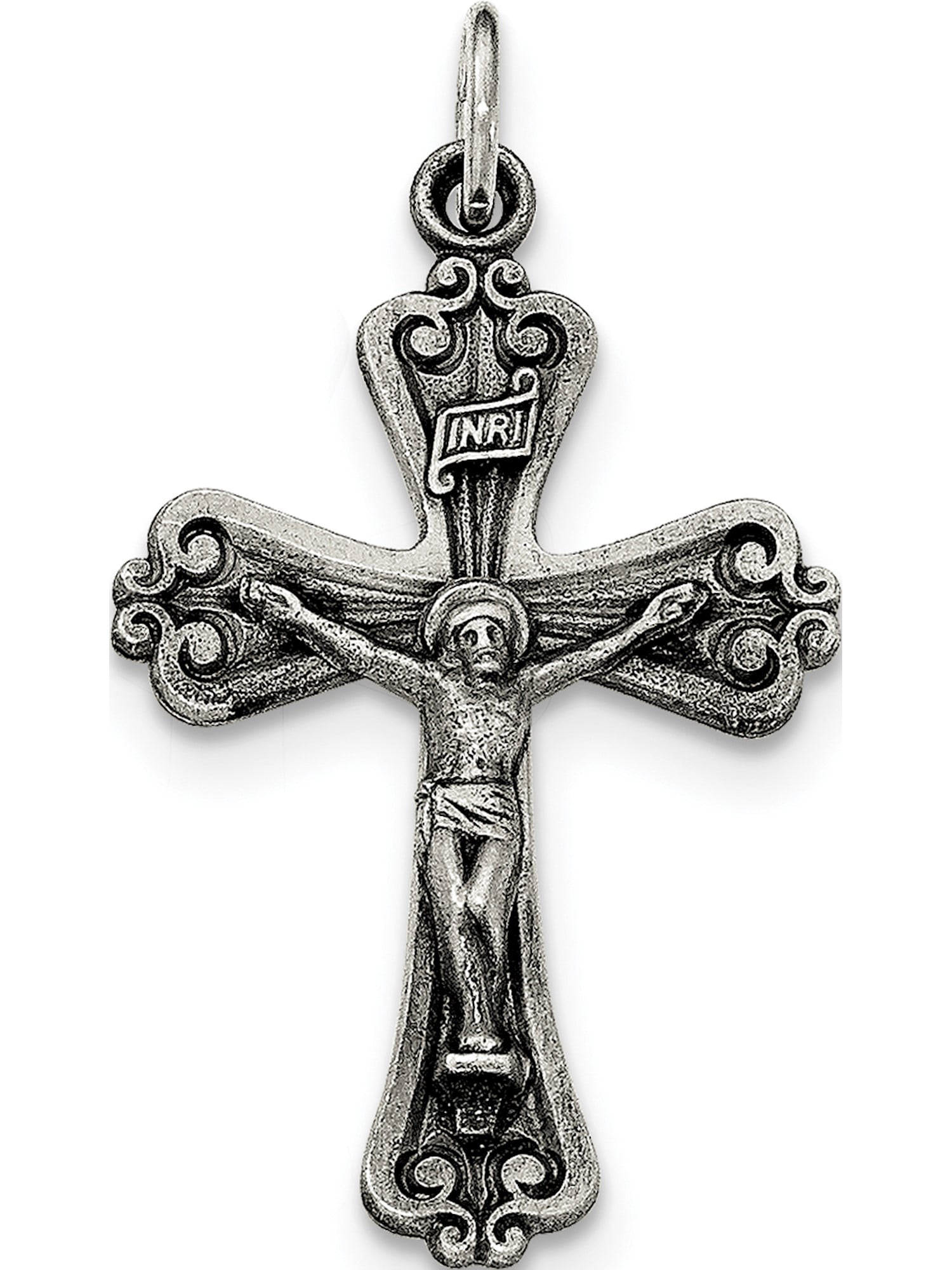 925 Sterling Silver Antiqued Religious INRI Crucifix Charm Pendant 