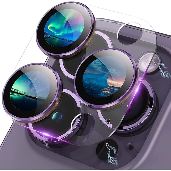 for iPhone 14 Pro and iPhone 14 Pro Max Camera Lens Protector Aluminum Alloy Plus Acrylic 9H Tempered Glass Camera Screen Protector Full Coverage Accessories Case Friendly Cover Purple