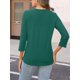 thumbnail image 2 of Camiseta ORANDESIGNE para mujer, manga 3/4, cuello en V, botones, verde, 2 of 6