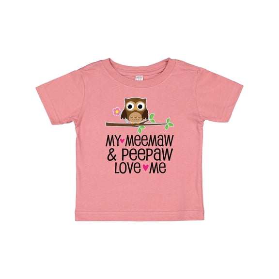 Inktastic My Meemaw and Peepaw Love Me Grandchild Owl Girls Baby T-Shirt