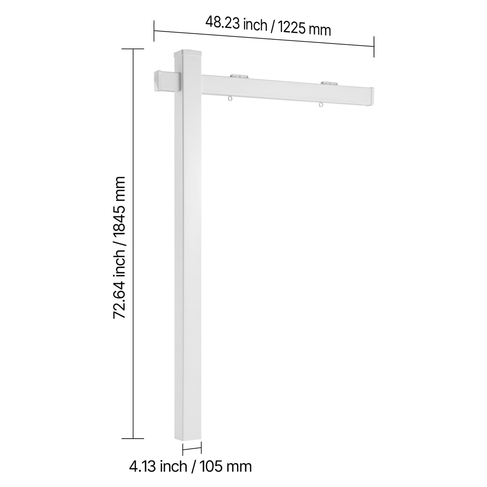 KFFKFF 6 ft Real Estate Sign Post, PVC Yard Sign Holder with 47 in Arm for Signs up to 36 in, Easy Installation, Wind-Resistant, Suitable for Open House, Home, Outdoor Use, White (No Signs Included)