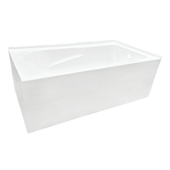 Aqua Eden VTAM6032R21TS 60-Inch Acrylic Rectangular 2-Wall Corner Alcove Tub, Right Hand Drain in Glossy White