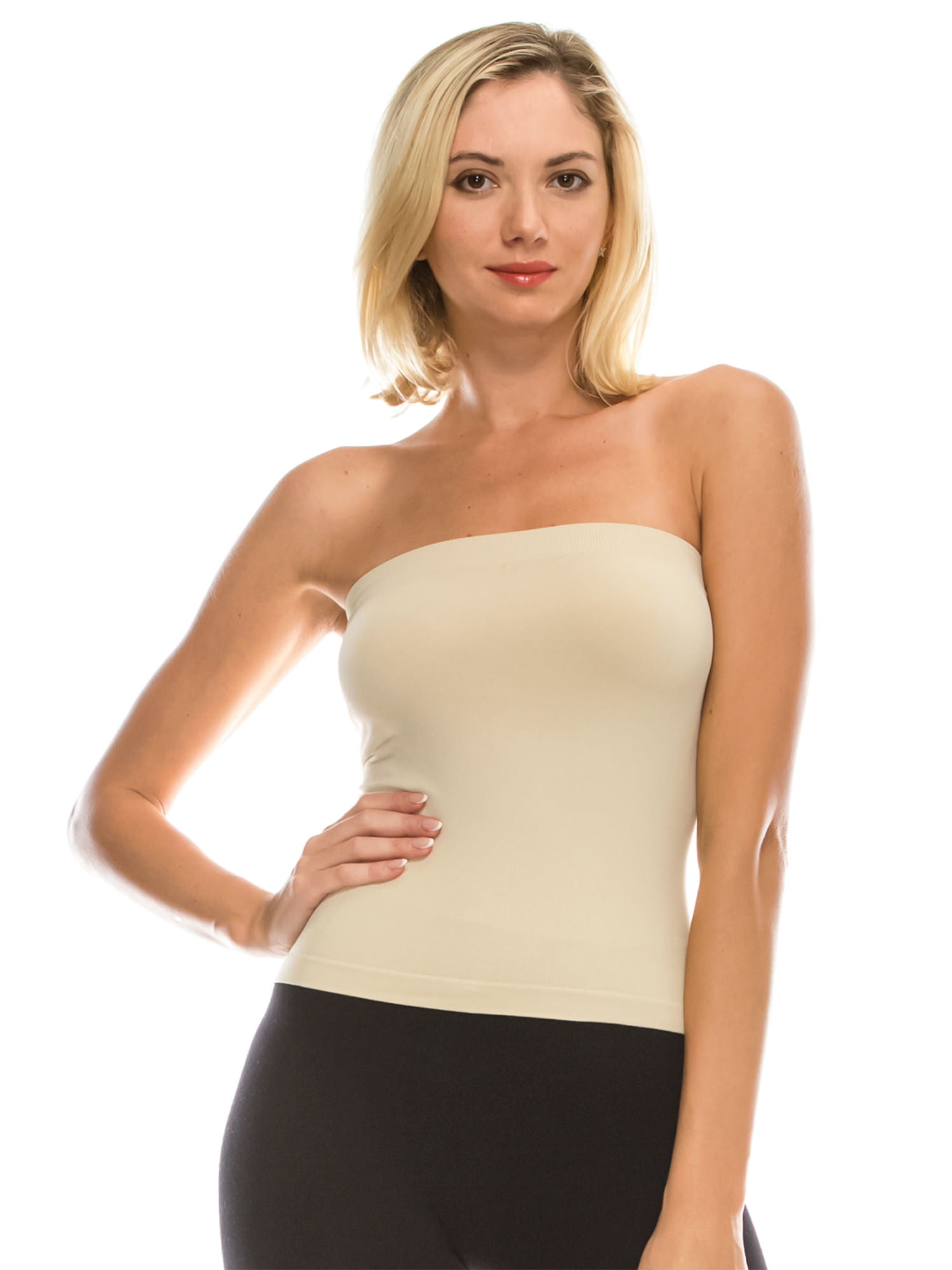 Kurve Kurve Medium Length Tube Top with Builtin Shelf Bra, UV Protective Fabric UPF 50+ (Made