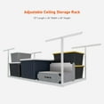 thumbnail image 3 of 3x6ft Overhead Garage Storage Rack, Heavy Duty Height Adjustable Ceiling Storage Shelves, 72"x 36"x40", White, 3 of 10