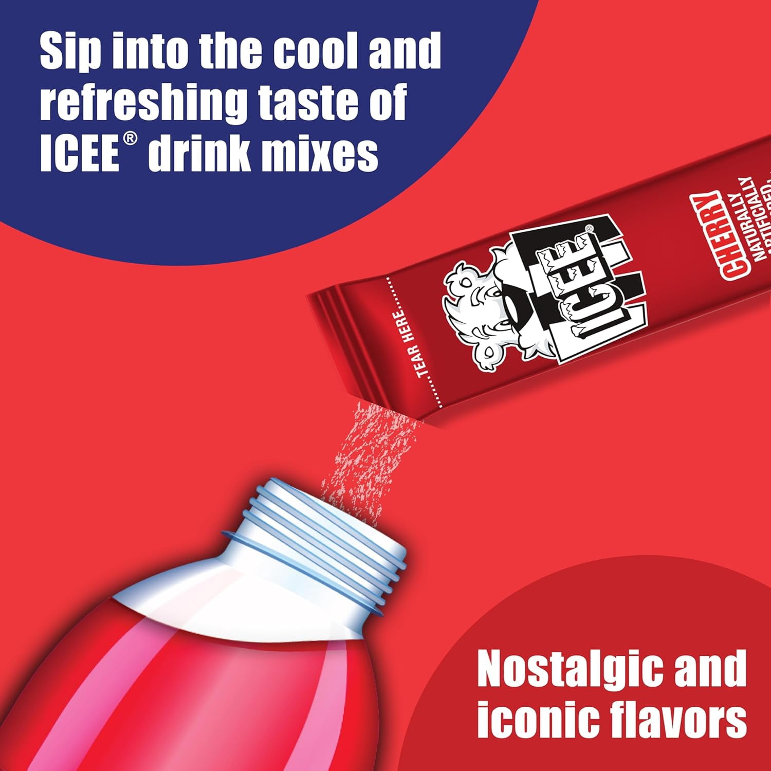 ICEE Singles To Go Water Drink Mix, Powder Sticks, 1 Box with 6 Packets Each, 6 Total Servings, Cherry, Pack of 1