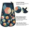 thumbnail image 2 of Yayeee Double Oven Mitt Kitchen Heat Resistant Baking 35" x7" Quilted Glove, Blue Cubes, 2 of 6