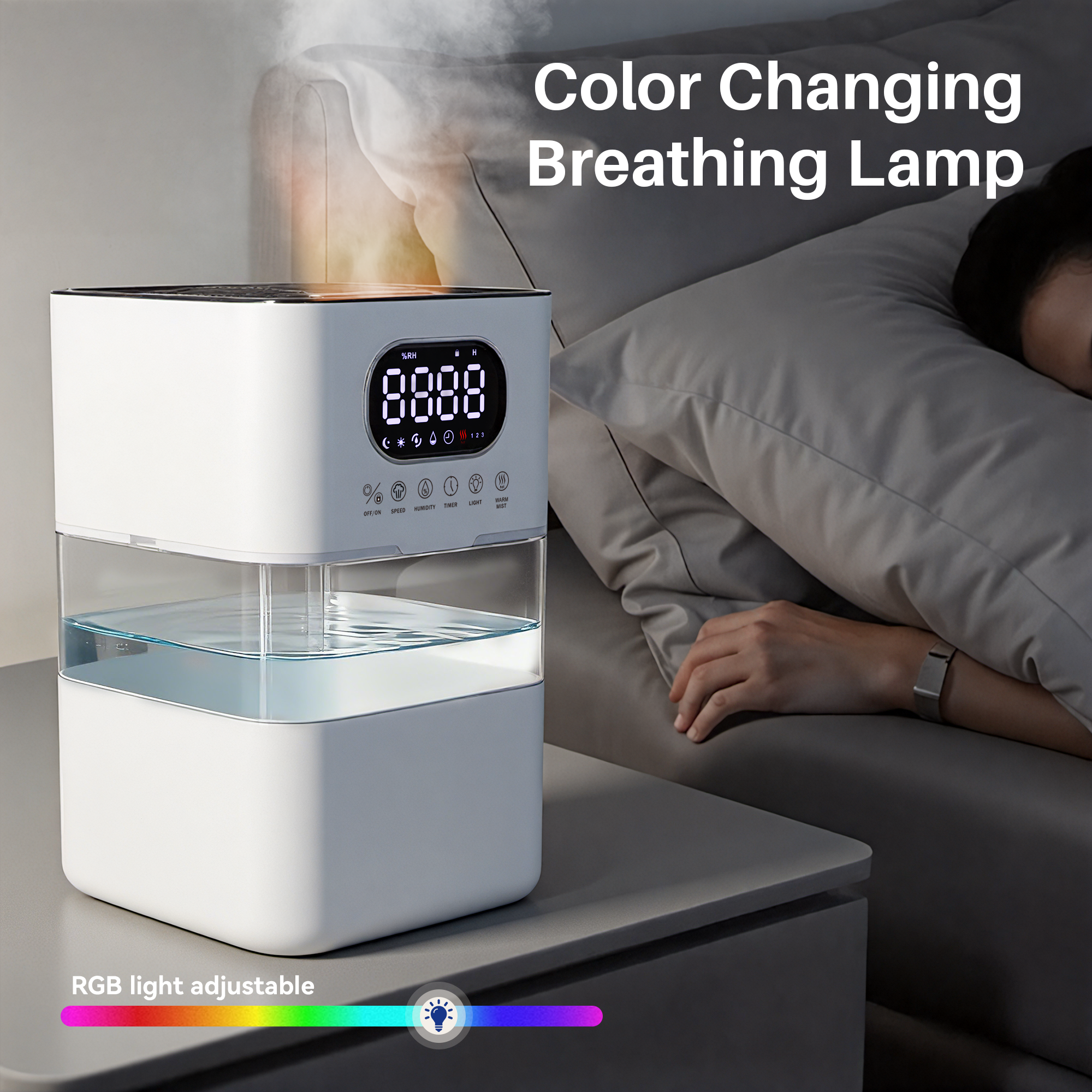 Dhole 8.5L Humidifiers with Warm Mist, Smart Humidifier with Auto Shut-Off, Customizable Humidity (40-90%), Quiet Operation for Whole Night Sleep