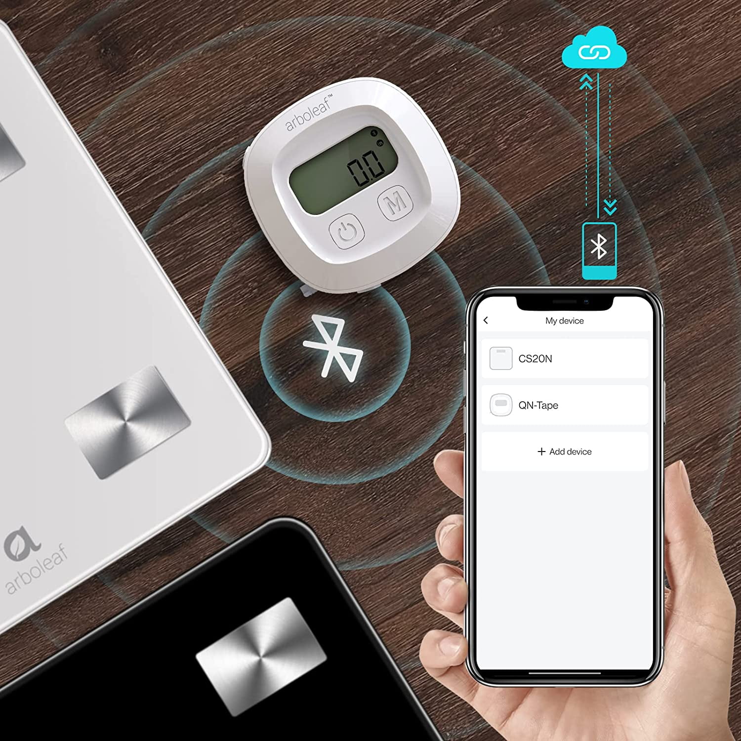Arboleaf Smart Body Measuring Tape - Digital Fitness Tracker, Easy To Read - 60 In, White