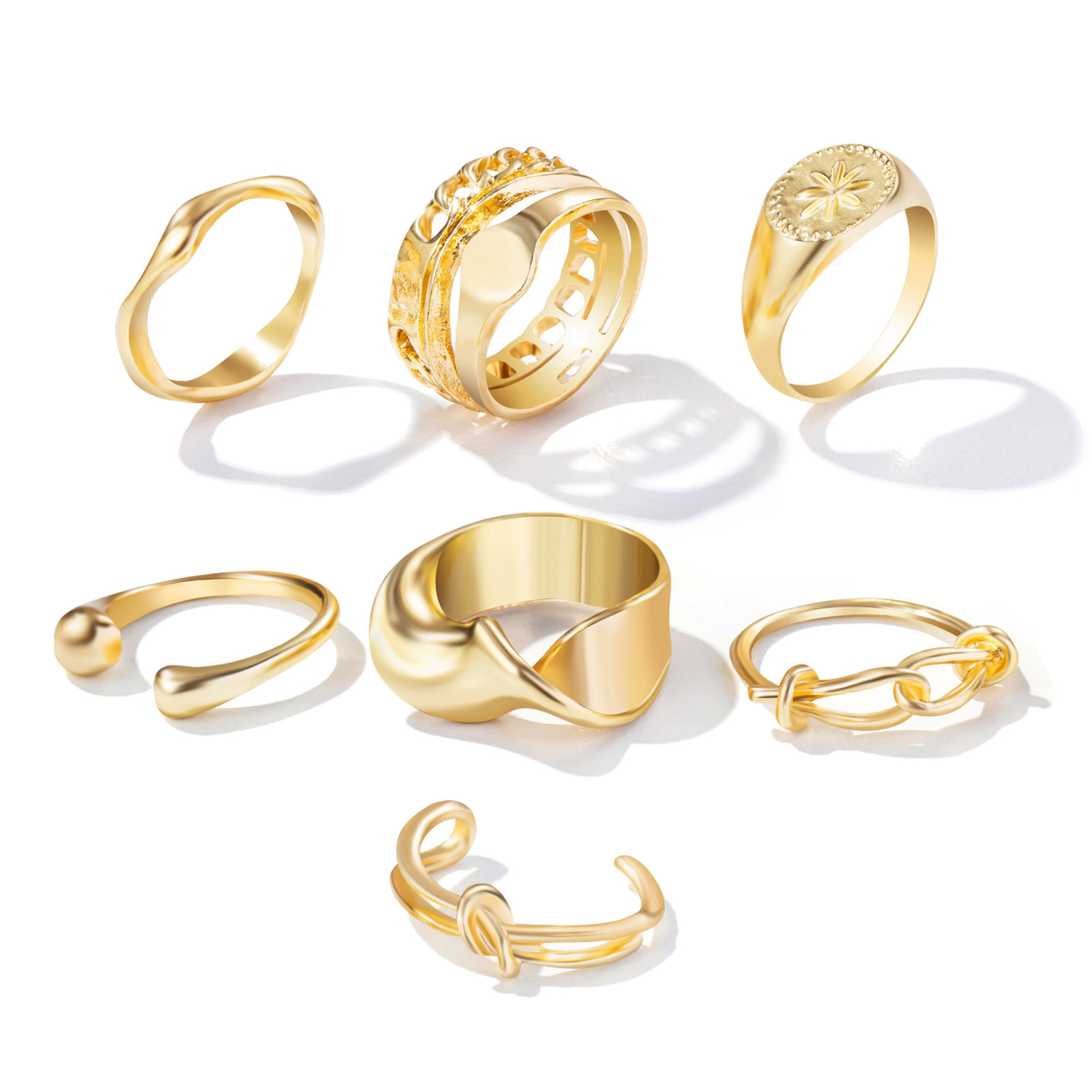KABOER Set of 7 Gold Rings
