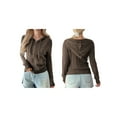 thumbnail image 3 of Females Cable Knit Sweaters Long Sleeve V Neck Sweater Tops Casual Pullover Shirts Fall Fashion Outfits Coffee XL, 3 of 7