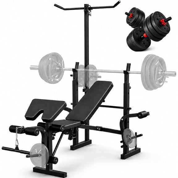 8 In1 Weight Bench Set with Adjustable Dumbbell Set, Home Gym Fitness