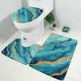 thumbnail image 2 of Teal Marble Gold Wave Pattern Bathroom Rugs Sets 3 Piece,Toilet Cover Set,Absorbent Non Slip Bathroom Mats Sets with U-Shaped Contour Rug Toilet Rug Set, 2 of 5