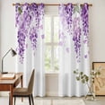 thumbnail image 4 of Wisteria Flowers Kitchen Curtains 84 Inch Length, Purple Floral Warercolor Summer Grommet Top Bedroom Living Room Curtains, Light Filtering Cafe Curtain Drapes 2 Panels Set 84''x84'', 4 of 9