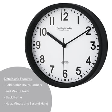 Basic Indoor 8.78" Black Analog Round Modern Wall Clock – Diamante Style