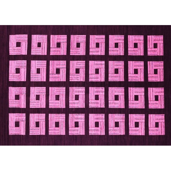 Ahgly Company Indoor Rectangle Abstract Pink Modern Area Rugs, 5' x 8'