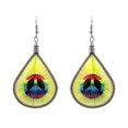 thumbnail image 1 of Peace Sign Graphic Silk Thread Teardrop Dangle Earrings - Womens Fashion Handmade Jewelry Hippie Accessories, 1 of 1