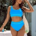 thumbnail image 6 of Yindaity Black Swimsuits for Women Women 2 Piece Bikini Set High Waisted Color Block Swimsuit 2025 Summer Beach Scrunch Ribbed Bathing Suit (BU1,XL), 6 of 6
