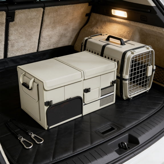 Car Trunk Organizer, Car Accessories with Collapsible Trunk Storage, Car Organizer Trunk for 60L Waterproof, Storage with Reinforced Handles, Car Organizer for SUV/Jeep/Sedan