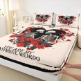 thumbnail image 3 of Manfei Gothic Skull Skeleton Twin Sheet Sets,Romantic Valentine Day Twin Fitted Sheet,Red Flower Floral Flat Sheet For Girl Boys,Super Cozy Room Decor,3-Piece, 3 of 7