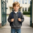 thumbnail image 4 of Fesfesfes Kids Unisex FashionKnit Pullover Sweatshirt Collared Button Placket Long Sleeve Casual Top for Boys and Girls Ages 3-14 Years, 4 of 9