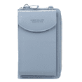 thumbnail image 1 of Cartera de cuero Bolso de hombro de cuero de PU Monedero Bolso bandolera Cartera Bolsa de almacenamiento de tarjetas de dinero, Azul cielo AweSitey AP001028-10, 1 of 7