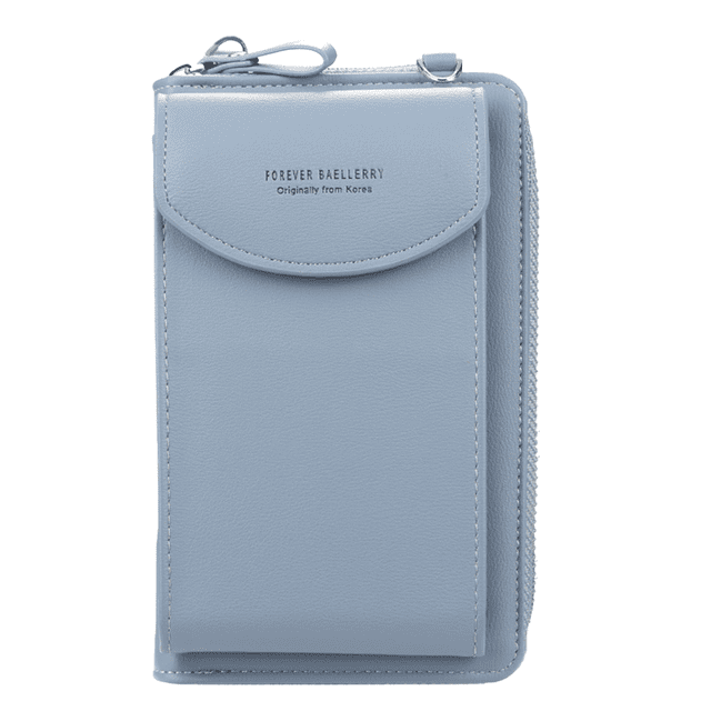Cartera de cuero Bolso de hombro de cuero de PU Monedero Bolso bandolera Cartera Bolsa de almacenamiento de tarjetas de dinero, Azul cielo AweSitey AP001028-10