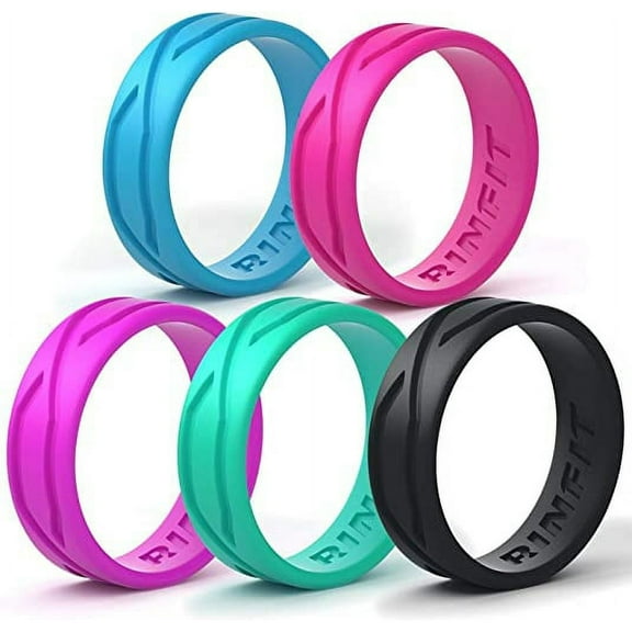 Rinfit Silicone Wedding Rings for Women - 4Love Collection - 5 Rings Pack