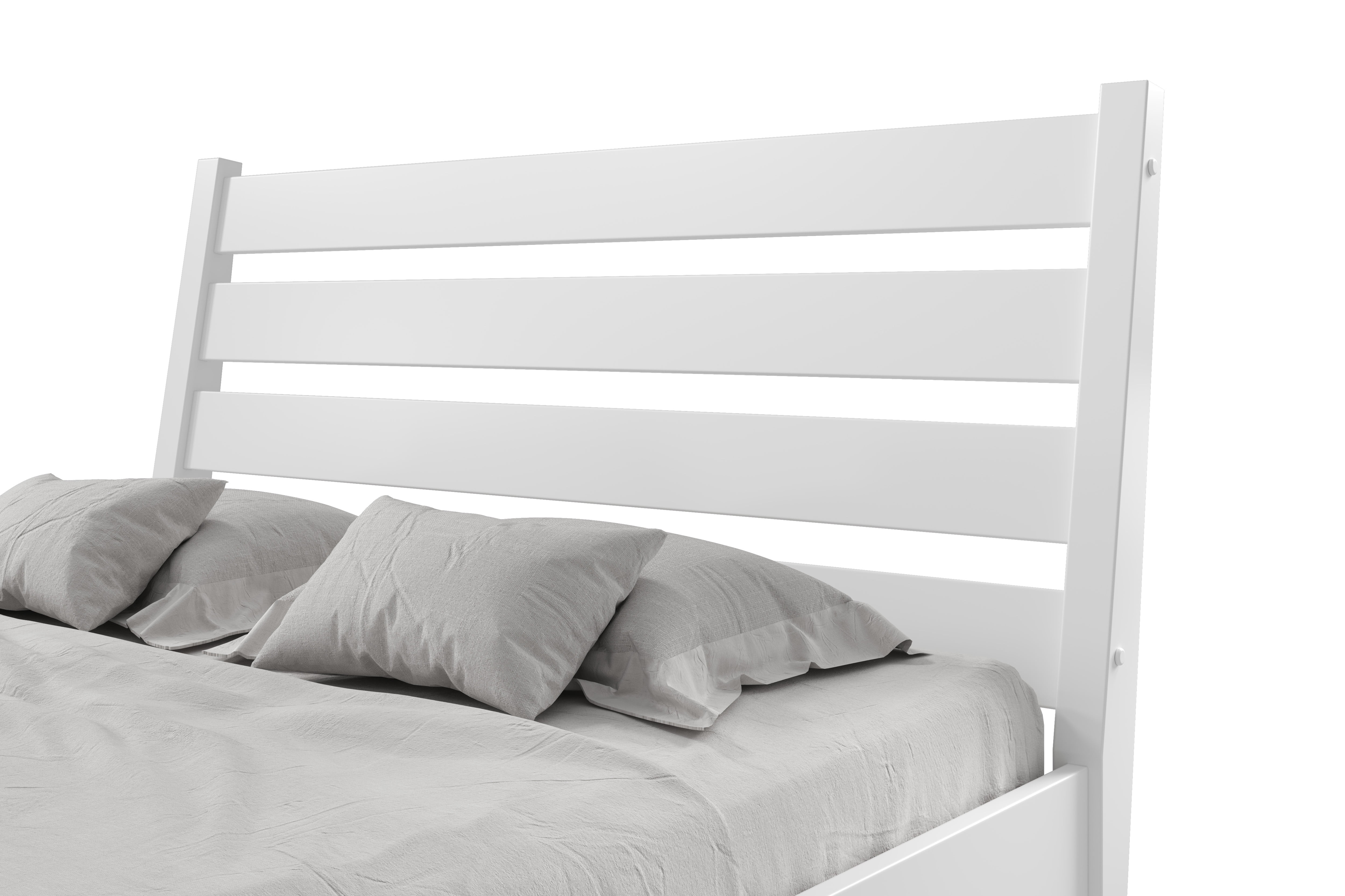 Camaflexi Mid Century Platform Bed Queen Size Solid Wood Bed Frame, White 100% Solid Wood
