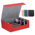 thumbnail image 1 of Caja de almacenamiento de cartas Uxcell, caja de almacenamiento de cartas Commander, caja de mazo que sostiene más de 1800 cartas, caja de cuero con cierre magnético y 10 divisores, Rojo/Gris, 1 of 7