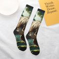 thumbnail image 4 of Daiia Sports Socks Green Forest Dinosaur Printed Novelty Crew Socks for Men Women Knee High Socks Cotton Socks Soft & Breathable Support Unisex Socks, 4 of 9