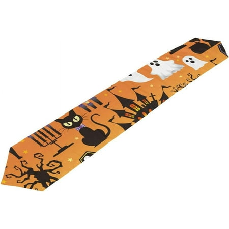 

SKYSONIC Table Runner Halloween Symbols Washable Table Cloth Runner for Holiday Home Wedding Table Top Decoration 13x90 Inches